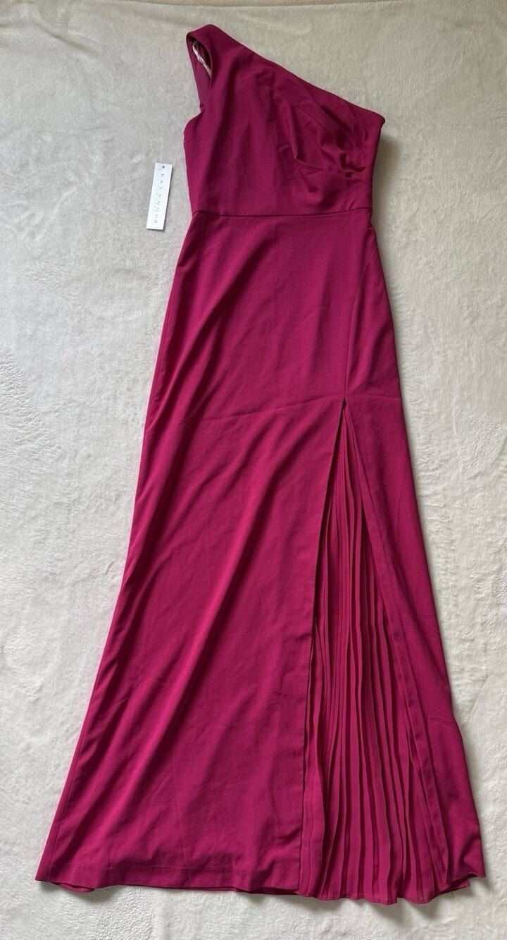 Kay Unger One Shoulder Maxi Vibrant Pink Gown Size 2 NWT